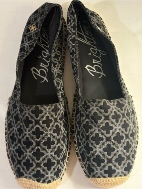 NEW Brighton Women's Black Pattern Quatrefoil Espadrille Flats
